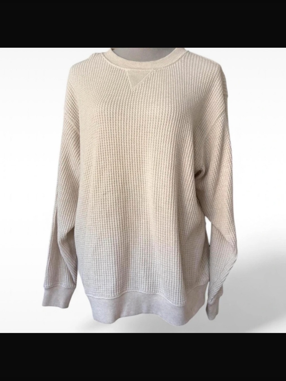 Aerie Cream Oversized Waffle Knit Sweater